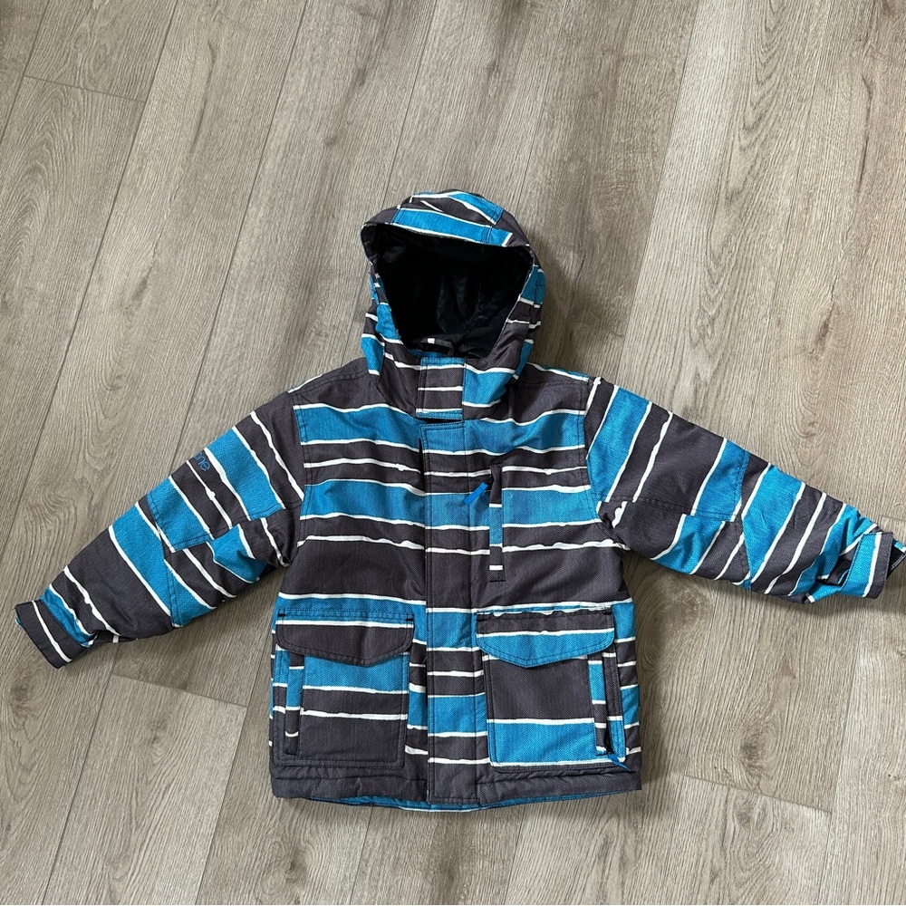 Striped Hooded Winter Jacket